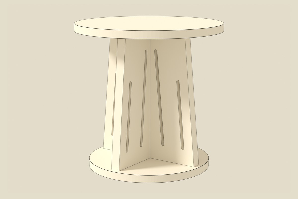 No. 001 assembled, as an ink-outlined model.